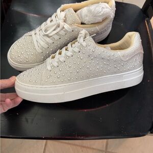 Betsey Johnson Silver Rhinestone Sneaker